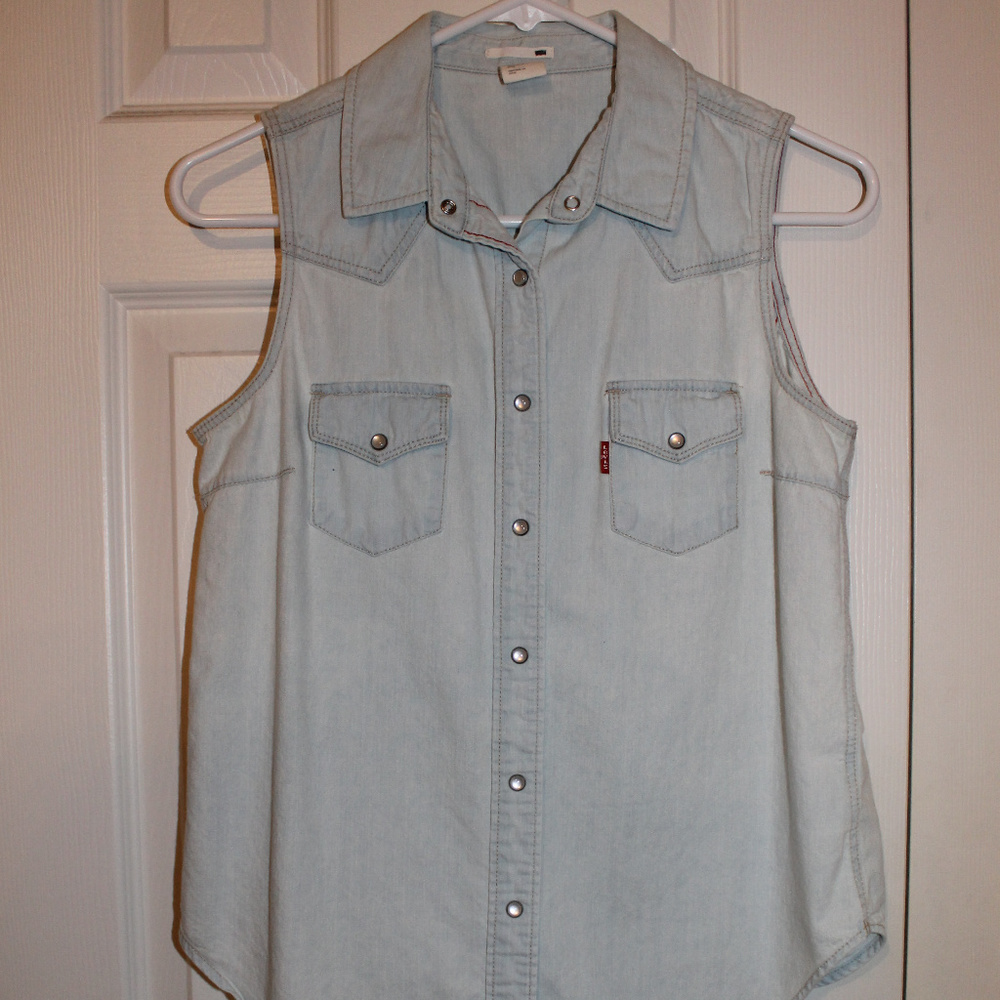 Levis Light Blue Denim Tank Top Small